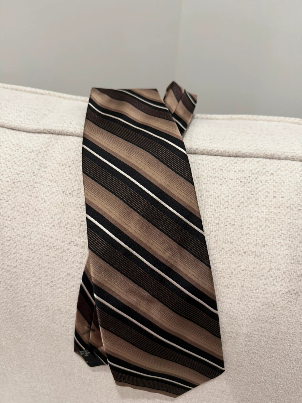 Campia Moda 100 silk tan brown striped tie